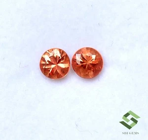 4 mm Natural Orange Sapphire Round Diamond Cut Pair 0.63 CTS Loose Gemstones - Picture 1 of 7