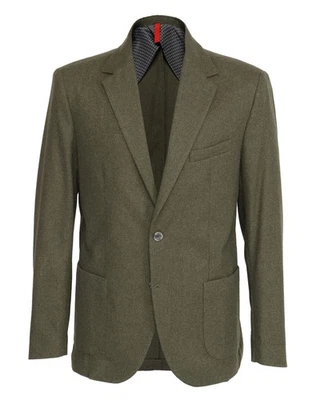 Новый с Ярлыками EZZELINO BLAZER шерсти хлопок зеленый твердый 2 кнопки Италии 52 США 42 - Изображение 1 из 4