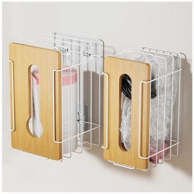 Paquete de 2 soportes para bolsas de comestibles, soporte para bolsas de plástico de montaje en pared para comestibles/compras/... Foto 1 de 4