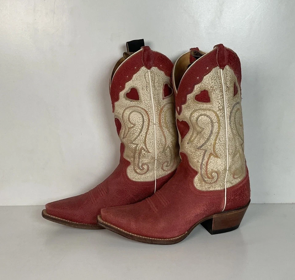 Botas de Vaquera Justin Colección Vintage 7 B Incrustación Rompecorazones Foto 1 de 4