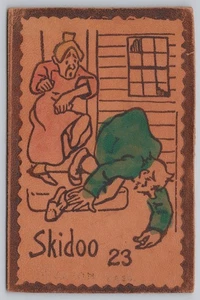 Skidoo 23 Man Tripped On Step Woman Watching Comic Leather Postcard - Picture 1 of 2