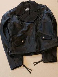 Leather Wom Black Jacket Biker,River Road (S-W)Pre Own,Littl Heavy,Short,Pocket - Bild 1 von 10