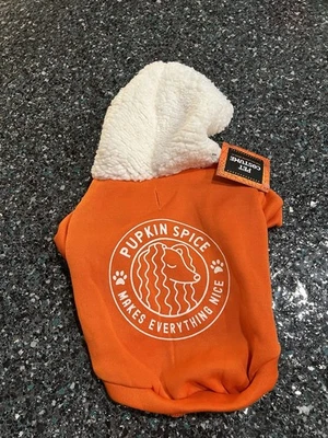 南瓜香料狗连帽衫尺寸小号全新带标签小狗宠物猫万圣节服装秋季 — 第 1/4 张图片
