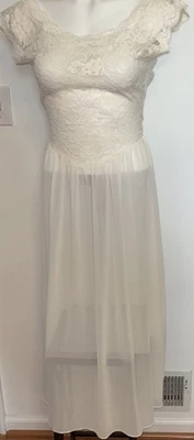 Camisón largo vintage 1996 Victoria’s Secret marfil encaje gasa XS Foto 1 de 4