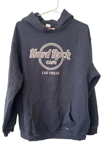 Hard Rock Cafe Las Vegas Pullover Hoodie Sweatshirt Women XL Black Relaxed Comfy - Picture 1 of 6