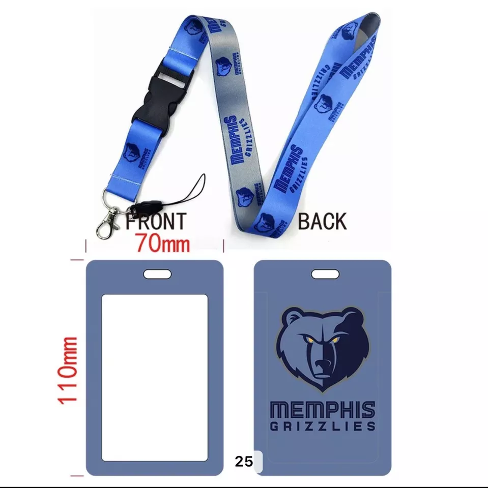 Memphis Grizzlies  Lanyard Keychain AND ID  Tag Holder Basketball Fan Gift - Image 1 of 1