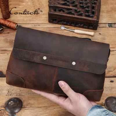 CONTACTS Men's Leather Clutch Bag Wallet Cellphone 12 Card Holder Organizer Gift - Image 1 of 4