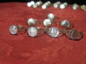 Adjustable White Gold Plated Unisex Money Mini Coin Fashion Ring - Picture 1 of 11