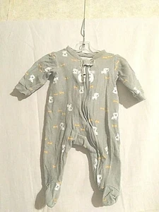Newborn Carter Grey Dog Cotton Long Sleeve Sleeper - Picture 1 of 5