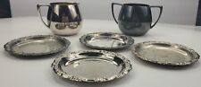 Lot Silver Plated Coaster Stamped Vtg, Empire Crafts Sugar and Creamer Set 