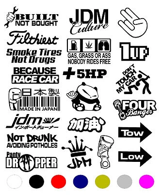 FREE SHIPPING 10 RANDOM JDM CAR STICKERS DECAL PACK LOT TUNER RACING FUNNY EURO - Image 1 of 2