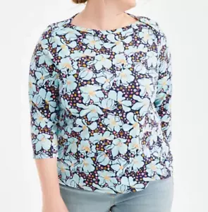 Style & Co Size 3X Blue Floral print knit top, boatneck, 3/4 sleeves, NWT - Picture 1 of 3