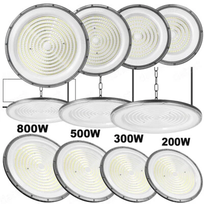 DENOTIP UFO LED Hallenbeleuchtung 800W 500W 200W Werkstattlampe Hallenleuchte Kaltweiß