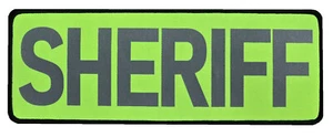 SHERIFF HI-VIS NEON YELLOW REFLECTIVE PATCH PANEL 11X4 HOOK - LIKE 5.11 SHIRT - Picture 1 of 3
