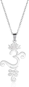 Lotusblume Om Halskette für Frauen Mädchen Unalome Lotus Anhänger Om Aum Ohm Sym - Bild 1 von 7