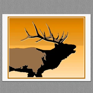 6 Elche Sonnenuntergang bunte Grafiken leere Kunst Notiz Grußkarten - Bild 1 von 1