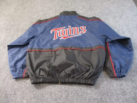 Minnesota Twins Jacket Men's Medium Blue Full Zip Nylon MLB G-III Windbreaker Cover