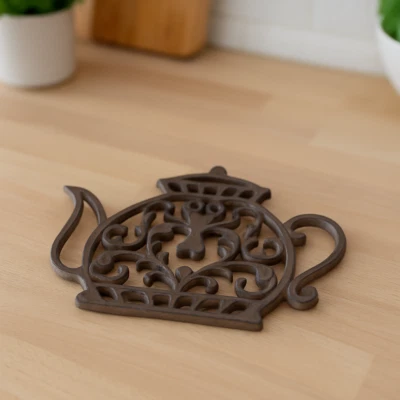 Tetera Trivet Ornado Decorativo Hierro Fundido Decoración Cocina Almohadilla Caliente 7.25" Foto 1 de 2