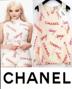 Chanel Vintage 1996 White 96p Rouge Top 38 40 42 8 10 Shirt Logo Vtg 1995 96 M S - Picture 1 of 24