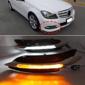 For Mercedes-Benz B-Class W246 LED DRL Daytime Running Light Yellow Turn Signal - Picture 1 of 12