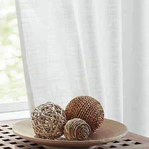 Linen Semi Sheer White Curtains for Bedroom Living Room, Curtain Panels 84 Inche - Picture 1 of 10