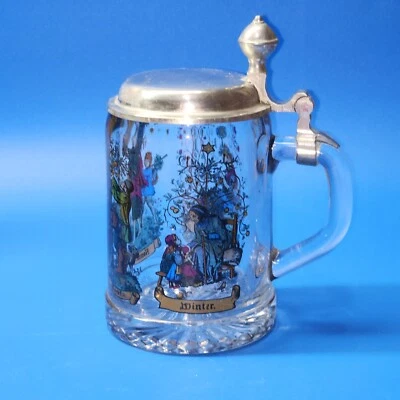 Cerveza alemana vintage CUATRO ESTACIONES con tapa Stein - Fabricante desconocido - COMO NUEVO Foto 1 de 4