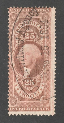 Scott # R49c, Used, VG, 25¢ Protest, Underwriters' Agency, New York, NY - Image 1 of 3