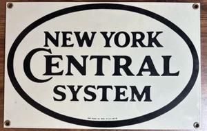 Letrero de ferrocarril central de Nueva York porcelana - REPRODUCCIÓN VINTAGE 1987 11x7 pulgadas - Imagen 1 de 10