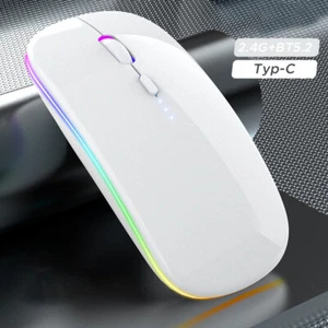Wireless mouse Rechargeable Portable ultrathin Rainbow Backlight for PC ipad Mac - Picture 1 of 13