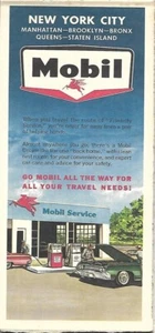 1964 MOBIL Road Map NEW YORK CITY Manhattan Brooklyn Queens Bronx Staten Island - Picture 1 of 5