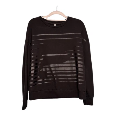 Fabletics black logo pullover crew neck sweatshirt size medium women’s long slee — 第 1/4 张图片