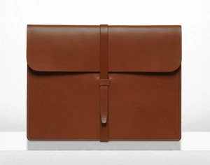 iPad Laptop Bolso Mensajero Archivo Carpeta Bolsillo Vaca Cuero Bolso Marrón W488 - Imagen 1 de 4