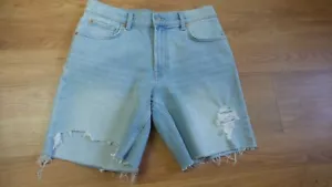NUEVOS 7 For All Mankind Mujer 29 LIGEROS Denim Destruidos Por Sobre Rodilla Pantalones Cortos - Imagen 1 de 9