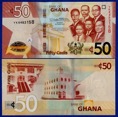 Ghana 50 Cedis 2019 P-W49 UNC Banknote - Independence Arch (Accra), arms - Image 1 of 3