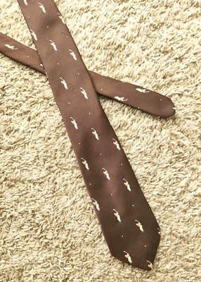 Винтажный узкий галстук для гольфа Sears 70-е тканый 57 дюймов - 3 дюйма широкий коричневый в горошек - Изображение 1 из 4