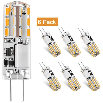 6PCS AC/DC 12V 6/12Pack G4 Bi-pin LED Lamp Light Bulb 24x3014 SMD White/Warm - Image 1 of 4