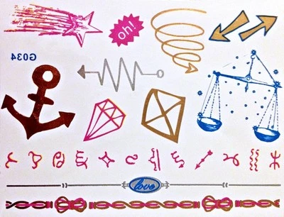 Flash Einmal Temporaneo Colla Tatuaggio Oro Argento Blu Fucsia 23teile Bracciale - Immagine 1 di 4