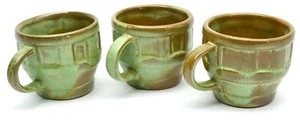 3er Set Tassen Frankoma Wagon Wheel Prairie Green Ada Tonbecher - Bild 1 von 9