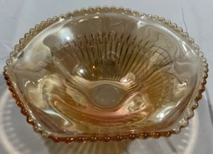 Sawtooth Iridescent Carnival Glass 3 Footed 6 Sided Rounded Bowl 6" - Picture 1 of 8