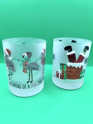 Culver Christmas Bar Ware "Bottoms up"& "Dreaming Of A Pink Christmas" Signed - Image 1 of 4