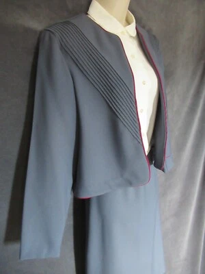 De colección Años 70 80 Paul Alfred Gris Blanco Borgoña Secretaria Traje Vestido Chaqueta 16 Foto 1 de 4