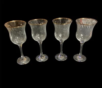 Copos de vinho Circleware Maxim dourado aro/costas 7-1/2" H conjunto de 4 vintage - Imagem 1 de 4