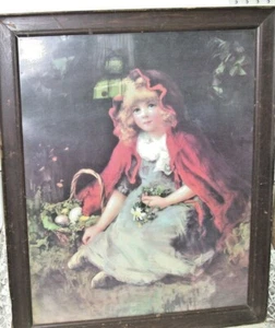 Antique Framed Print Little Red Riding Hood - Picture 1 of 4