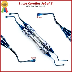 Dental Lucas Küretten 2er Set Chirurgische Küretten Wellenschliff Titan Blau Beschichtet - Bild 1 von 5
