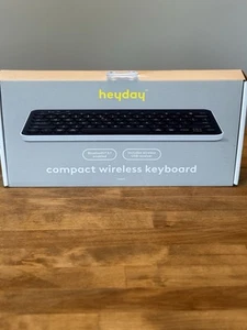 BRAND NEW HEYDAY COMPACT WIRELESS KEYBOARD BLUETOOTH 5.1 W/ WIRELESS USB RECEIVE - Picture 1 of 3