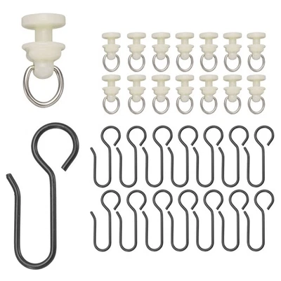 150Sets Curtain Track Glider Pulley Curtain Track Rollers with Hooks,White/Black - Image 1 of 4
