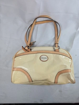 Patent Leather Coach Peyton Signature Embossed  Satchel Beige/Tan  F20065  - Image 1 of 4