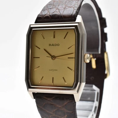 Vintage [Near MINT] RADO Diastar 132.9501.3 Gold Dial Square Quartz Men's Watch - Image 1 of 4