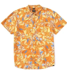 Prana Mens Organic Cotton Stimmersee Ochre Star Floral Short Sleeve Shirt medium - Picture 1 of 11