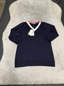 Neu Nike Golf Fit Dry dunkelblauer Damen-Golfpullover Größe Medium silbernes Etikett - Bild 1 von 8